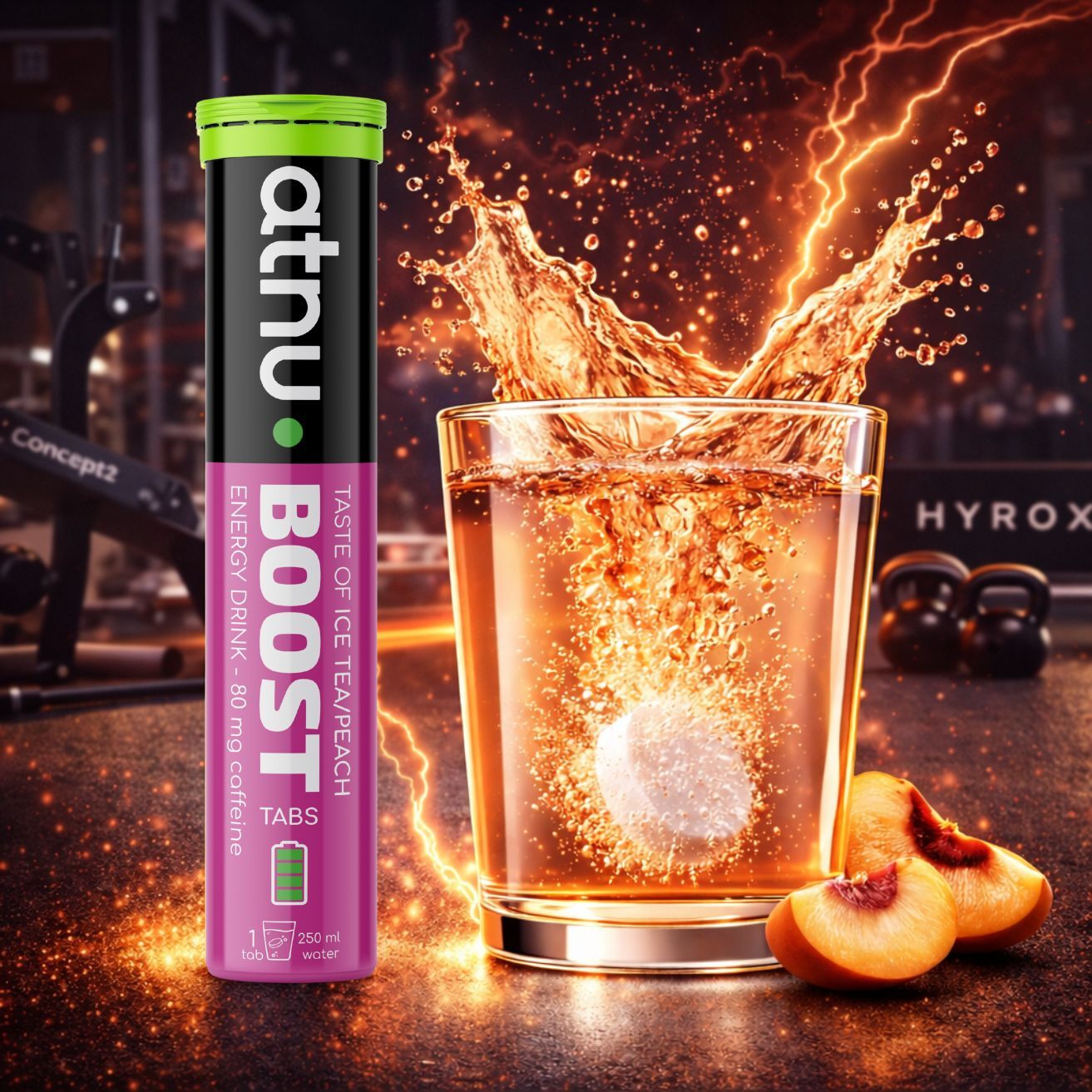 ATNU BOOST Energy Drink Koffeintabs mit Ice Tea Peach Geschmack